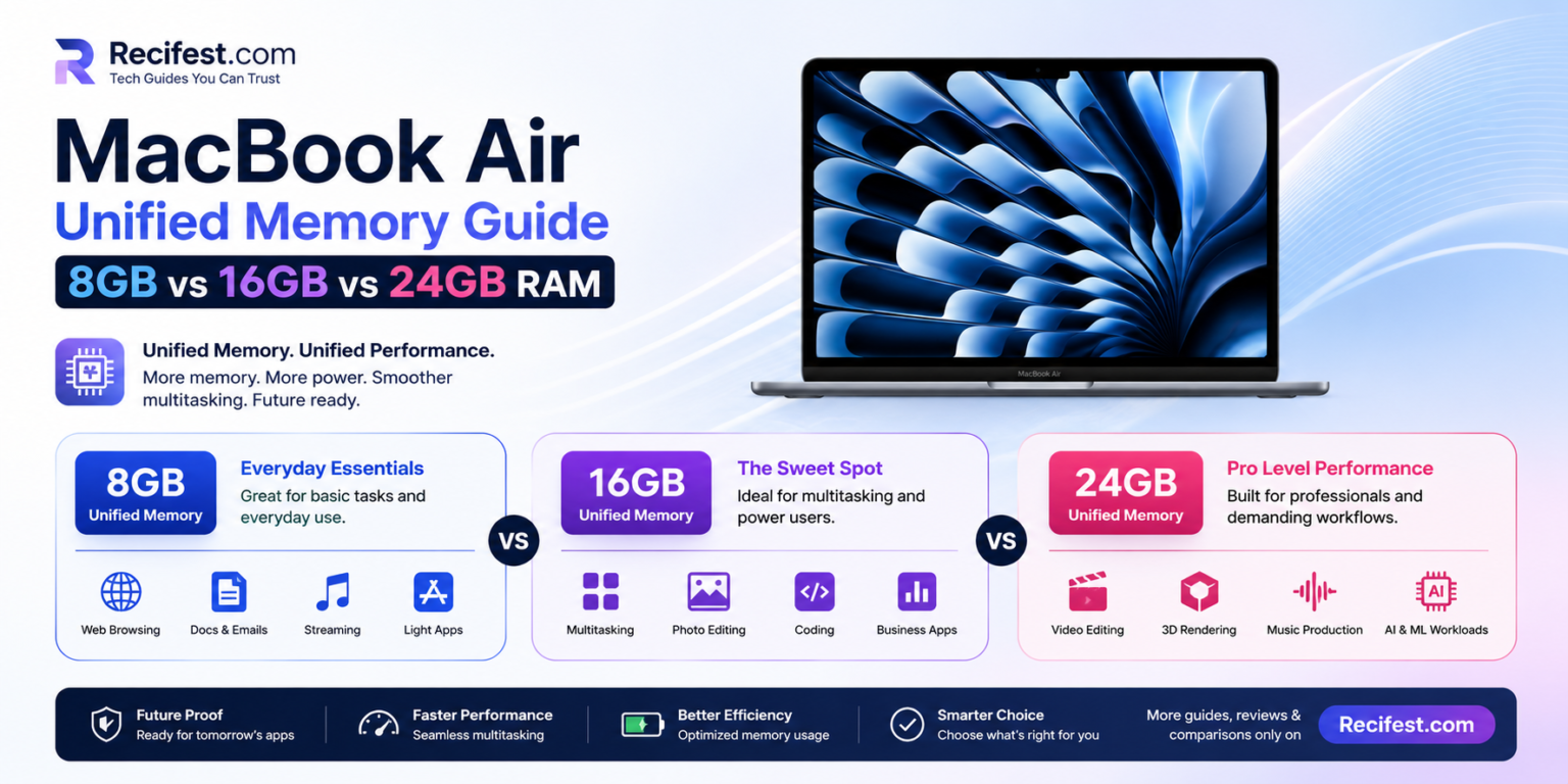 MacBook Air Unified Memory Guide: 8GB vs 16GB vs 24GB RAM MacBook Air Unified Memory Guide 8GB vs 16GB vs 24GB RAM